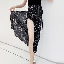 공블리 유니크 기하학 패턴 롱 랩스커트 CSK1082