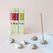 [모리앤] 천연향료로 만든 플라워 인센스 5가지향+수공예 마블도자기홀더세트 5가지향, 쟈스민