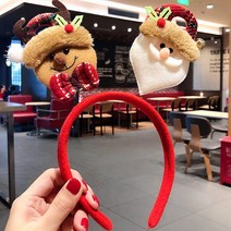 도매팜 달랑거리는 스프링 크리스마스 머리띠 루돌프 산타 트리, 2P, 모자쓴루돌프산타