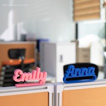 친환경 현관 문패 간판업체제작 아이방문패 공부방간판 명함이름표, 청색, 3.일자 공중 필기체