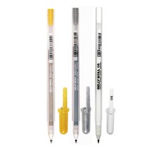 [불꽃] 사쿠라 젤리롤펜 0.4mm 메탈릭골드 실버 화이트 / 이름표방수펜 태우자, 화이트 0.4mm