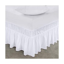 Utopia Bedding 퀸 엘라스틱 베드 러플 이지 랩 어라운드 조절 가능한 탄성 벨트가 있는 극세사 스커트 40.6cm(16인치) 맞춤형 드롭 호텔 품질 침대보 변색 방지, White, King