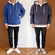 간빠레 남자 고퀄리티 배색 아노락 옆지퍼 패딩 후드