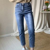 여자 밴딩 키작녀 9부 캐주얼 스트레이트 맘진 청바지