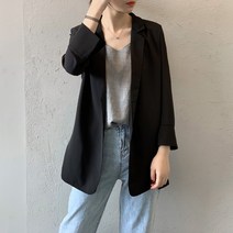 영메이 YM23165S 여성 슬림핏 여름 쉬폰 7부 소매 캐주얼 정장 자켓