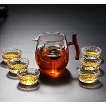 공도배 방폭 내열 고온 유리 숏 청 감 전용 삶은 티포트 찻 끓이기 쿵푸 컵 1870512427, 일체 청 감자 나무 주전자 _6첫눈컵