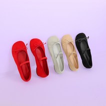 토리 라운드 플랫 슈즈 (4color) - 스웨이드 메리제인 밴딩 리본 라운드토 둥근토