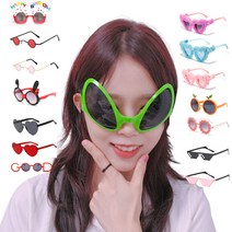 리빙듀오 외계인 파티 선글라스 안경 인싸 픽셀 생일 인생네컷 하트 86종, 001.외계인선글라스 그린(037)