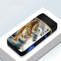 금속 더블 아크 USB 충전식 전기 라이터 LED 스크린 터치 Windproof 남자의 작은 선물, 08 A6 black Tiger 2