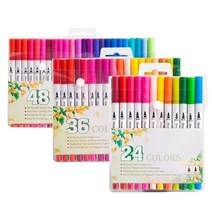 바림(Barim) 더블 트윈 수채화 수성펜 붓펜세트 듀얼펜 디자인펜 캘리그라피 그림 채색 싸인펜, 48색