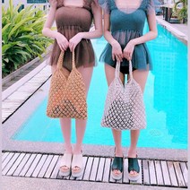 여름 패션 여자 네트백 라탄 숄더백 왕골 가방 모던