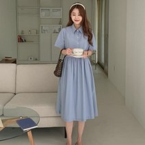 [바보사랑] 여성 텐리드 플레어 반팔 셔츠 원피스 드레스[디작소]