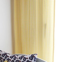 [천삼백케이] [바이아미엣홈] 노랑 체크 커튼 - S사이즈
