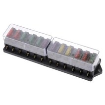 휴즈 퓨즈 1pcs 12 웨이 퓨즈 박스 DC 40A 플라스틱 커버 자동차 블레이드 블록 홀더 보트 해양 trike에 대, 01 12 Ways With Fuses