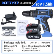 드릴 xeiyo 25 3 충전식 무선 무선 3in1 미니 전력 충격 스크루 드라이버 프레스 리튬 배터리 도구 20v 1.5ah, 협력사, 20v 1.5ah 2 배터리, 유럽 ​​연합