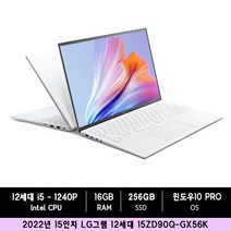 LG전자 2022 그램15 12세대 15ZD90Q-GX56K WIN10 PRO 설치, 16GB, 256GB, 코어i5, 화이트