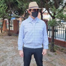 국산 중년 여름 빅체크 긴팔 점퍼 신사 할아버지옷