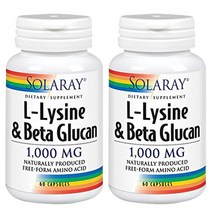 솔라레이 L-리신 & 베타 글루칸 1000mg 캡슐, 60개입, 2개