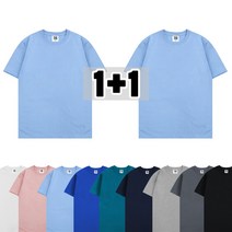 더팀 1+1 남여공용 베이직 20수 무지 라운드 반팔 티셔츠 (9컬러)