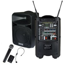 그레이스 EG-210 충전식이동형스피커 200W 휴대용앰프 무선마이크 2채널/FM라디오, 핸드마이크 + 벨트팩