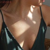 다이아몬드목걸이 프로포즈 웨딩 3부다이아목걸이CANNER 할로우 라운드 서클 목걸이 여성 초커 925 스털링