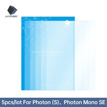 ANYCUBIC-PhotonS/Photon Mono SE 6.08 인치 용 FEP 필름 1 개/5 개 SLA/LCD Fep 시트 0.15-0.2mm 3D 프린터 필라멘트, [02] 5pcs 1set