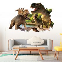 인테리어 공룡 쥬라기 시트지 3D벽 신기한 트릭아트, 공룡 M 70x50cm