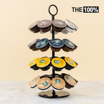 THE100% 돌체구스토 캡슐 보관함 선플라워 회전형 타워 36구 홀더 거치대, 블랙
