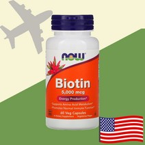 나우 푸드 비오틴 음식 비타민 B군 B7 수용성 5000mcg 60캡슐