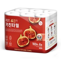 [한예지] 셰프 4겹 키친타올 100매 6롤 1팩, 단품