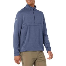 Callaway 남성용 스윙테크 와플 미드웨이트 1/4 지퍼 긴소매 골프 베이스 레이어, Dark Navy Htr