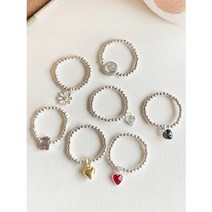 실버925 은볼 팬던트 7종 큐빅 하트 스마일 곰돌이 데이지 꽃 통통하트 고무줄반지 밴드