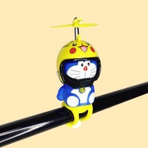 만화 도라에몽 헬멧 대나무 잠자리 자동차 장식 백미러 자동차 인테리어 및 외관 전기 오토바이 장식, 하나, Pikachu helmet