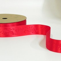 리본벨리 명절선물포장리본 꽃무늬자가드리본, 14m, 빨강