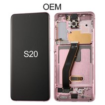 삼성 호환 갤럭시 S20 OLED 터치 스크린 디지타이저 디스플레이 어셈블리 용 100% OEM AMOLED 죽은 픽셀 없음 그림자, [06] S20 Pink With Frame