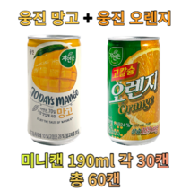 웅진 망고&오렌지 180ml X 각30개(총60개) 과채 과즙 음료 업소용 소캔 미니캔 음료도매 착즙, 망고 180ml 30캔 + 오렌지 180ml 30캔