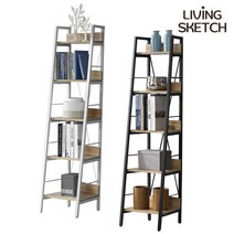 [리빙스케치]아이콘 플러스 사다리 선반 슬림5단 책장 서재책꽂이 거실책장, 슬림5단 화이트