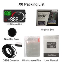 자동차속도계 UHD 헤드업디스플레이 호환 OD2 HUD 자동차 헤드 디스플레이 55 quot8 전압 경보 X6 속도 연, 02 X6