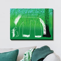 버드나무와 흰말 김점선 그림액자 (캔버스 액자포함), 마운팅화이트, 60x43.3cm