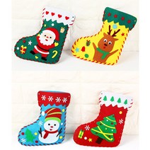 연아트 크리스마스 양말 만들기 재료 4인 가방 펠트 부직포 산타 트리 눈사람 루돌프 유아 어린이 양말가방, 4개, B_01_펠트양말_루돌프