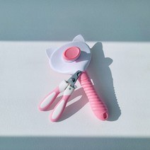 냥이마트 고양이 강아지 브러쉬 + 발톱깎이 미용 세트, 핑크
