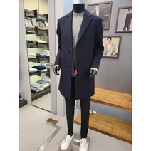 ﻿바쏘옴므 네이비 캐시미어 혼방 기본 체스트 코트 WSW4MC92A -3990