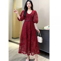 화이트블루 Smsma 자수 레이스 v넥 반팔 여름 드레스 여성용 새로운 패션 속이 빈 긴 드레스 숙녀 한 여름