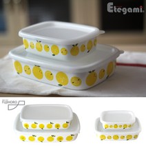 포텐시아 일본 후지호로/에테가미 법랑 사각찬통 2P세트, 엘로우-L/LL