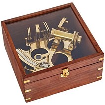 Handtooled Handcrafted Brass German Sixtant W/ Hardwood Box
