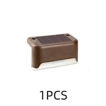 차량용태양광 충전기 태양광패널 휴대용 보조배터리 LED 태양 갑판 조명 1/4/8/12Pcs 방수 벽 울타리 빛 야, 02 Cold light, 01 1 pcs brown