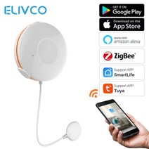 ZigBee-Tuya 스마트 누수 센서 감지기 홍수 누출 경보 스마트 보안 시스템 SmartLife 앱 Alexa 호환, 한개옵션0