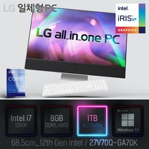 LG 일체형PC(12세대) 27V70Q-GA70K [이벤트 한컴오피스 증정], 27V70Q-GA70K 램8GB + SSD1TB