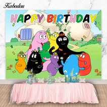 Kabodou Barbapapa 가족 사진 배경 생일 축하 베이비 샤워 장식 배너, 01 01_02 Vinyl-150x100cm