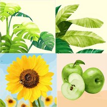 유화그리기 DIY 식물 미니페인팅 만들기 학습교구 방과후교재, 페인팅_초록청사과